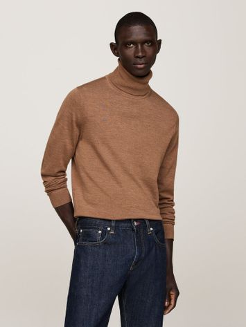 Bruine sweater met rolkraag Tommy Hilfiger 