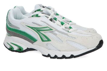 Witte sneakers met felgroene details Diadora