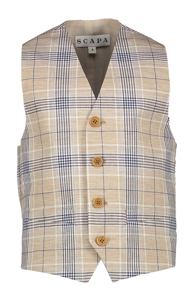 Beige geruiten gilet met knopen Communie Scapa
