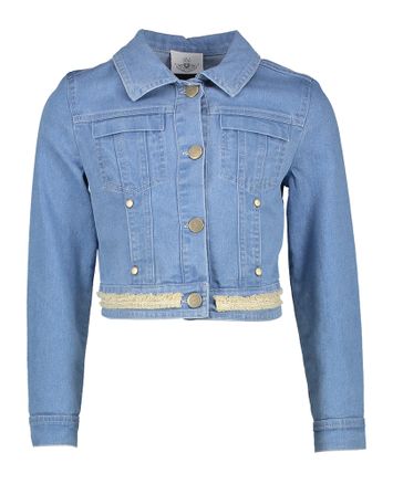Blauwe denim jas met gouden details Rtb 
