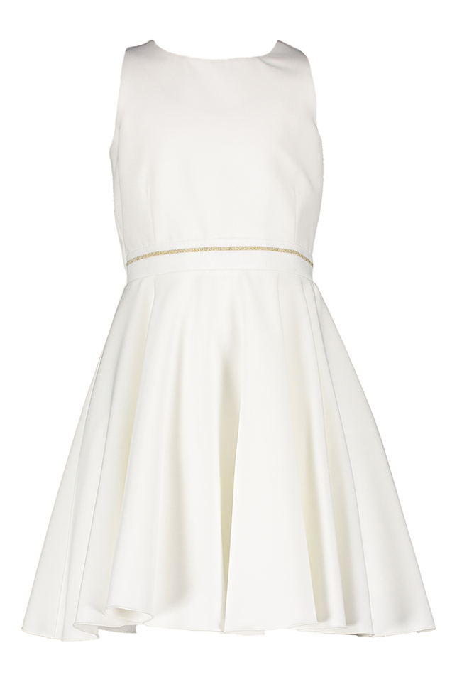 Ecru jurk met goudkleurige tailleband Communie Diamante Blu