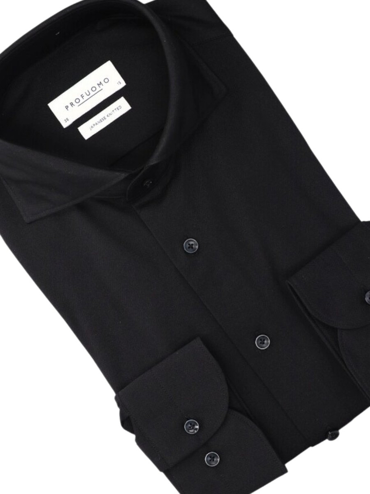 Zwart katoenen hemd ( slim fit) met lange mouwen Profuomo Michaelis