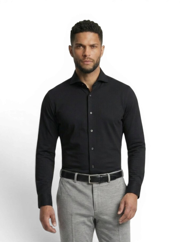 Zwart katoenen hemd ( slim fit) met lange mouwen Profuomo Michaelis
