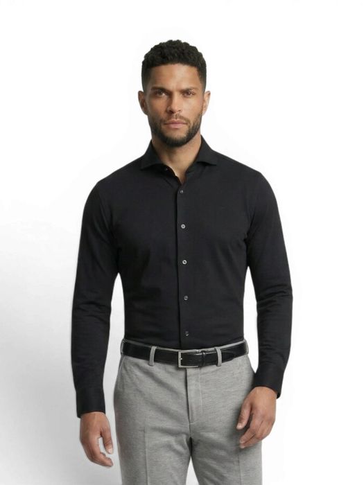 Zwart katoenen hemd ( slim fit) met lange mouwen Profuomo Michaelis