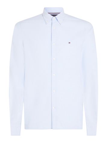 Lichtblauw katoenen hemd (slim fit) met witte stippen en lange mouwen Tommy Hilfiger
