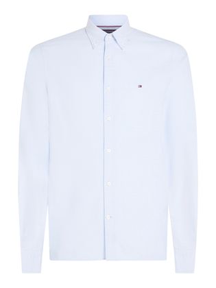 Tommy Hilfiger Lichtblauw katoenen hemd (slim fit) met witte stippen en lange mouwen