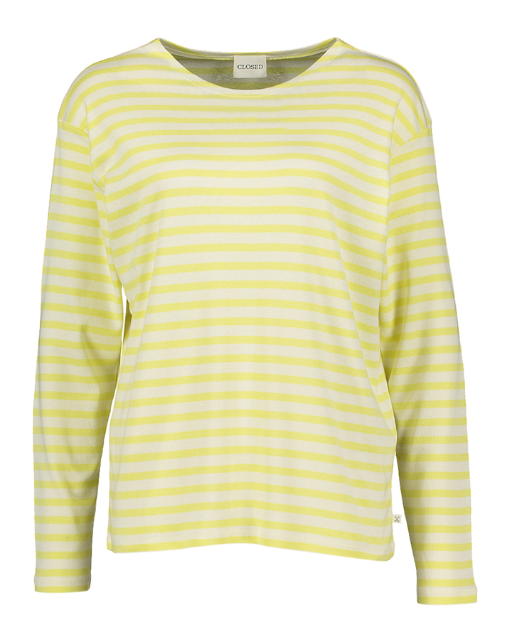 Ecru trui met gele strepen Closed 