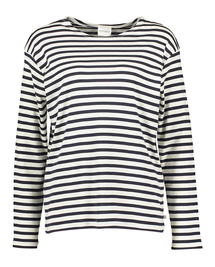 Ecru trui met Donkerblauwe strepen Closed