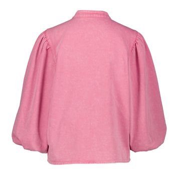 Oudroze katoenen blouse met driekwart pofmouwen Solaine Minus