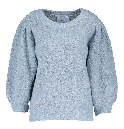 Lichtblauwe gebreide trui met pofmouw Jennie Minus