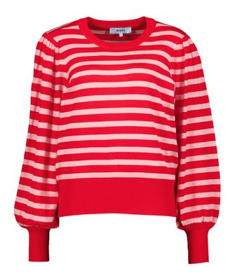 Rode pull met lichtroze strepen en ronde hals Liva Minus