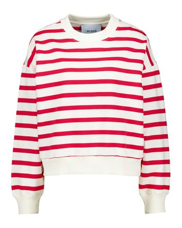 Ecru katoenen pull met rode horizontale strepen Estella Minus