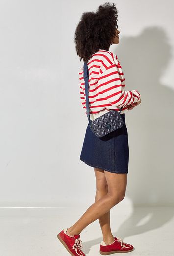 Ecru katoenen pull met rode horizontale strepen Estella Minus