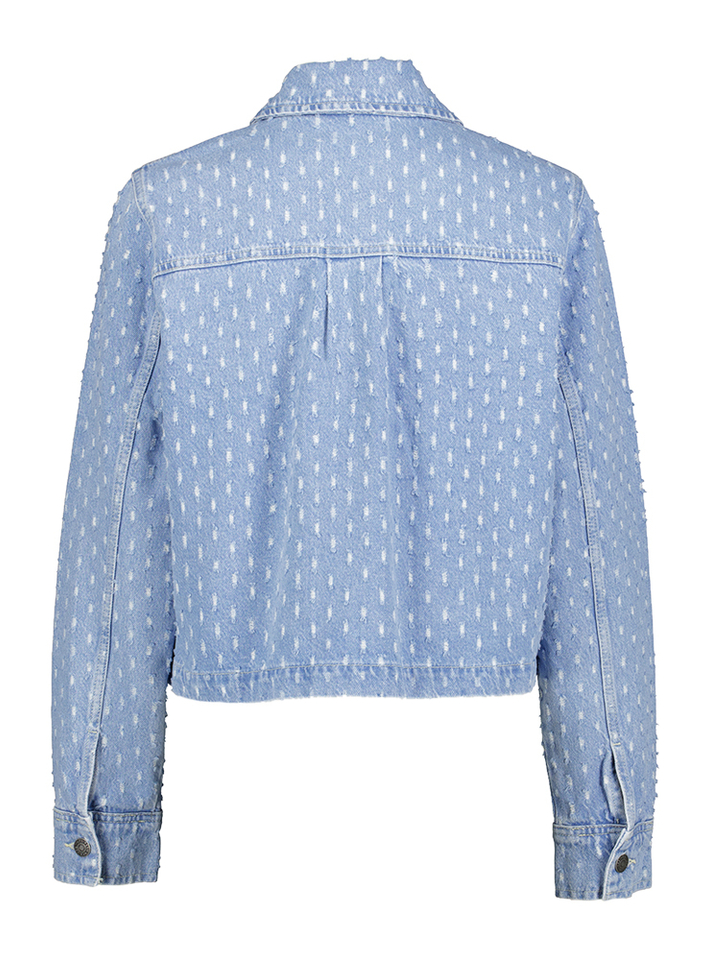 Blauwkleurige jeansjas met uitgerafelde details Daniella Desires