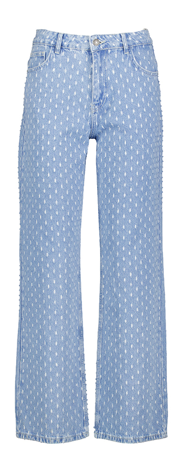 Blauwkleurige relaxed fit jeans met uitgerafelde details Daniella Desires