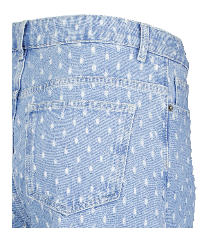 Blauwkleurige relaxed fit jeans met uitgerafelde details Daniella Desires