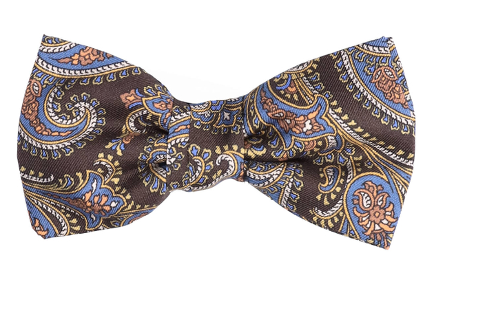 Donkerbruine zijden vlinderdas met multicolor print Marchesi di Como