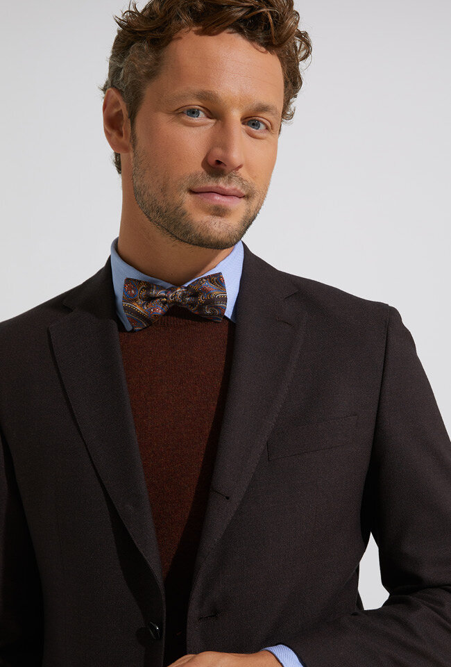 Donkerbruine zijden vlinderdas met multicolor print Marchesi di Como