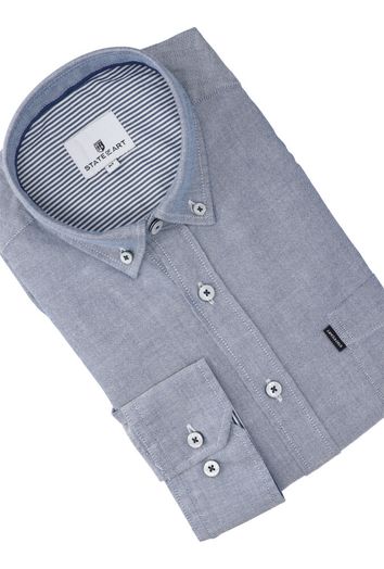 Blauwkleurig katoenen hemd (regular fit) met lange mouwen State of Art