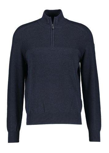 Donkerblauwe katoenen pull met korte rits State of Art