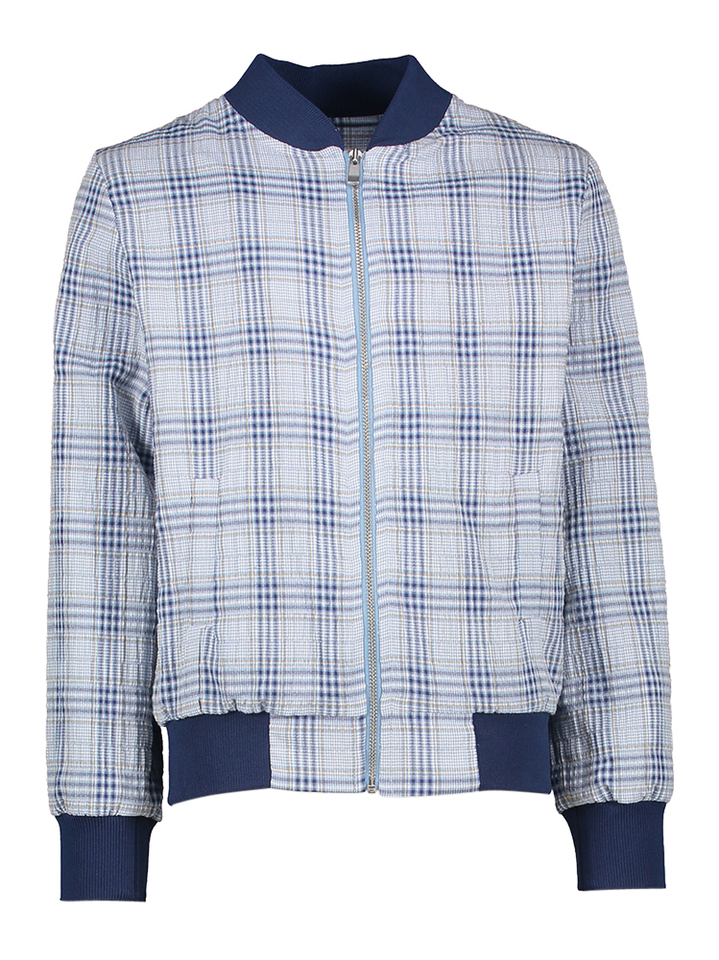 Blauw geruit vestje met rits Valentin Blue Bay