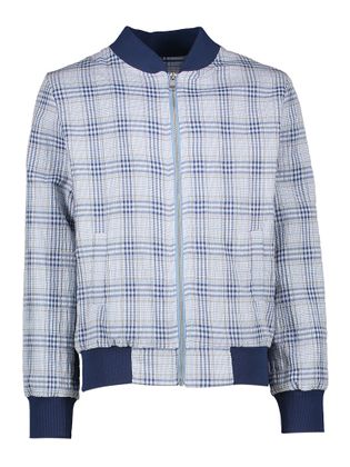 Blue Bay Blauw geruit vestje met rits Valentin