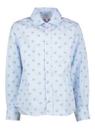 Blue Bay Blauw gestreepet hemd met palmbomen Levi