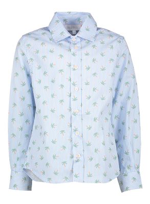 Blauw gestreepet hemd met palmbomen Levi Blue Bay