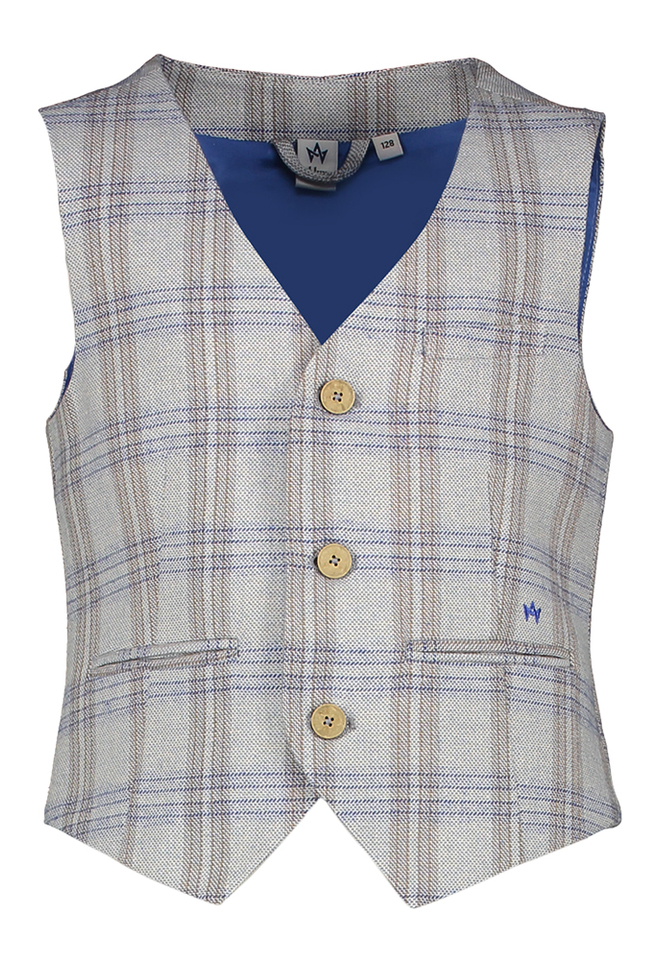 Gilet in blauw en bruin rastermotief Glamour D-Lux