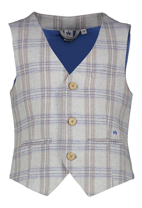 Gilet in blauw en bruin rastermotief Glamour D-Lux