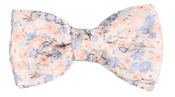 Beige vlinderdas met bloemenprint in pastelkleuren Arjan D-Lux