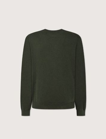Mosgroene katoenen pull met ronde hals Faconnable