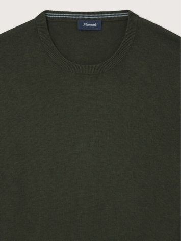 Mosgroene katoenen pull met ronde hals Faconnable