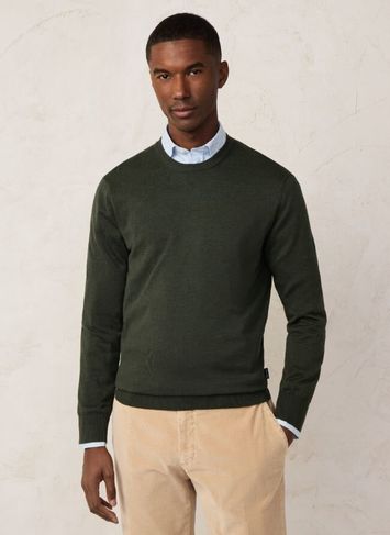 Mosgroene katoenen pull met ronde hals Faconnable