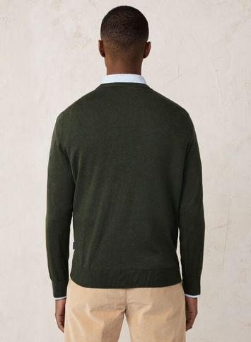 Mosgroene katoenen pull met ronde hals Faconnable