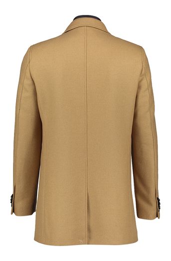 Camelkleurige wollen mantel met afneembare rits Jeff NY Mario Fiorenzo