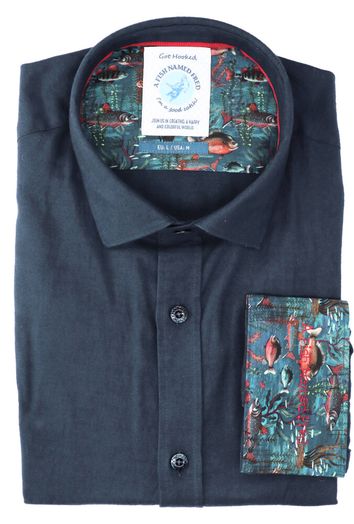 donkerblauw katoenen hemd (slim fit) met lange mouwen A Fish Named Fred