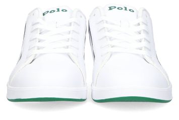 Witte lage sneakers met veters en groen detail Heritage Court III Ralph Lauren