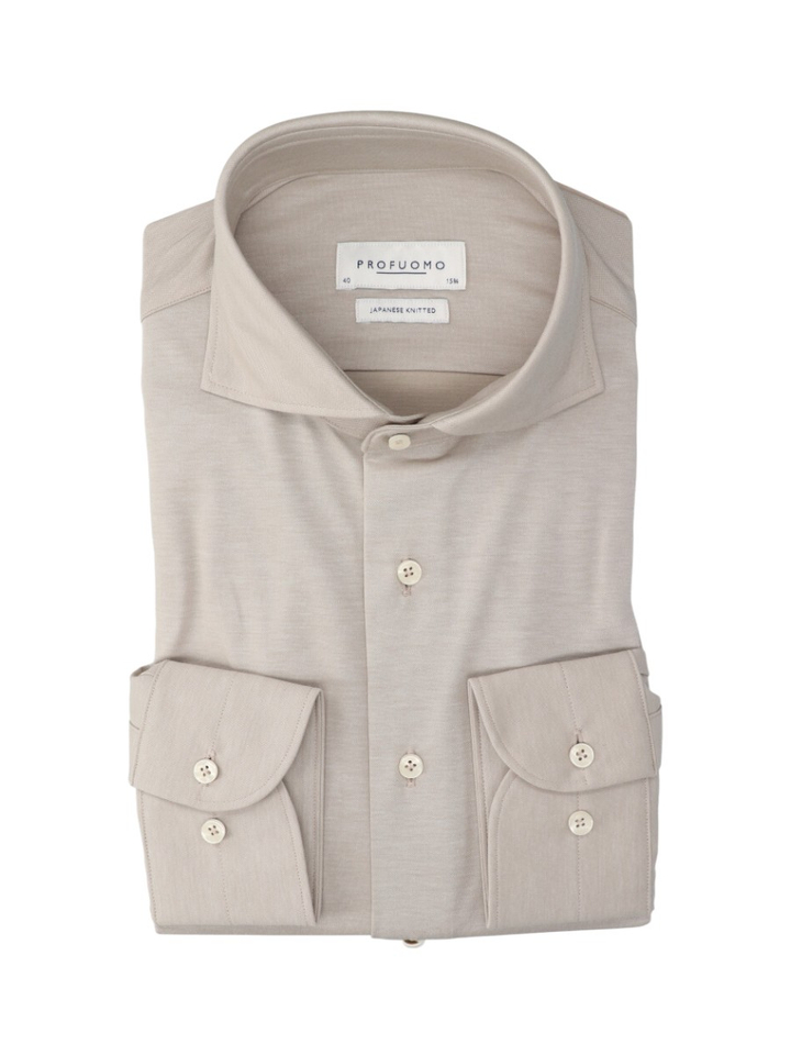 Beig katoenen hemd ( slim fit ) met lange mouwen Profuomo Michaelis