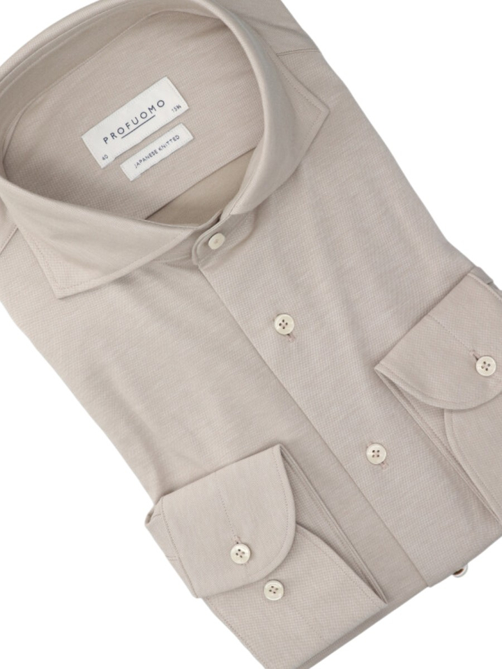 Beig katoenen hemd ( slim fit ) met lange mouwen Profuomo Michaelis