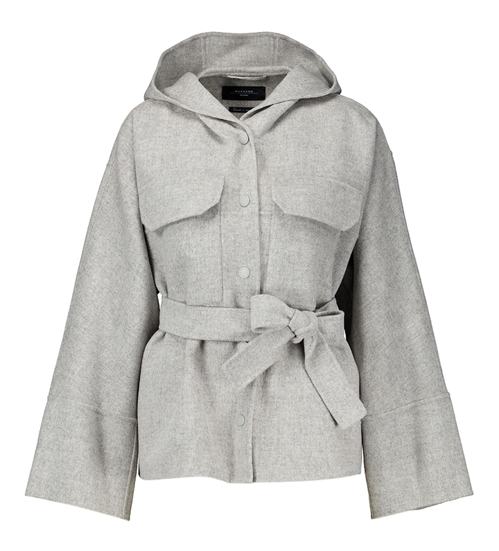 Lichtgrijze korte mantel met kap Bussola Max Mara Weekend
