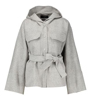Max Mara Weekend Lichtgrijze korte mantel met kap Bussola