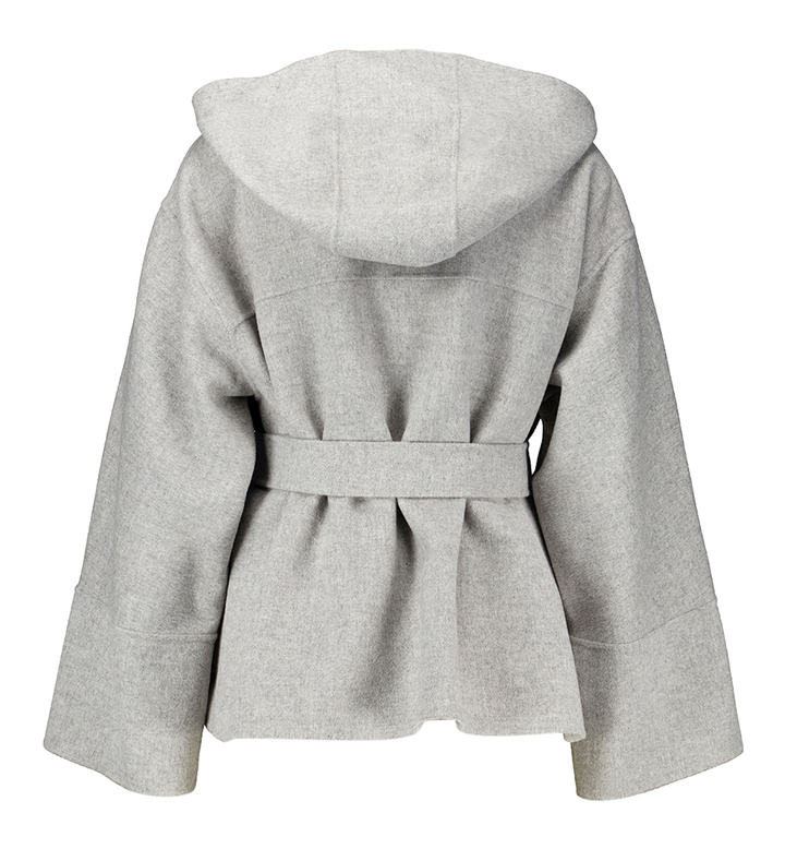 Lichtgrijze korte mantel met kap Bussola Max Mara Weekend