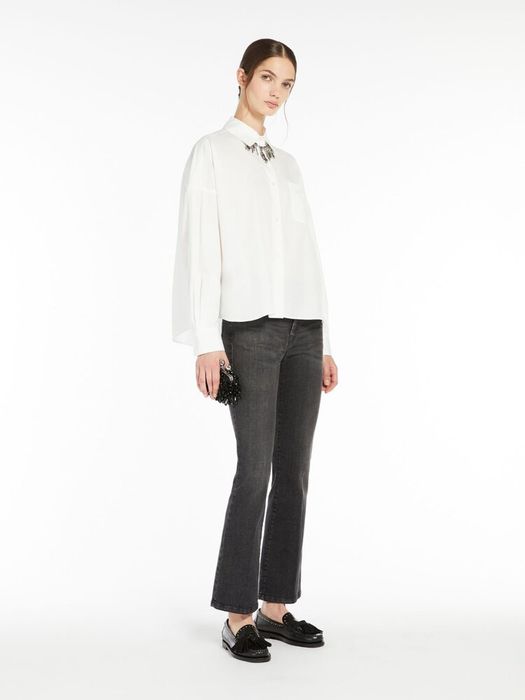 Witte oversized kortere bloes met opgestikte zak Aureo Max Mara Weekend