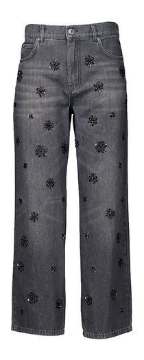 Donkergrijze straight jeans met strass details Manetta Max Mara Weekend