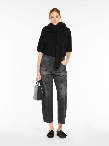 Donkergrijze straight jeans met strass details Manetta Max Mara Weekend