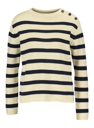 Max Mara Weekend Beige trui met blauwe strepen Vibo Max Mara