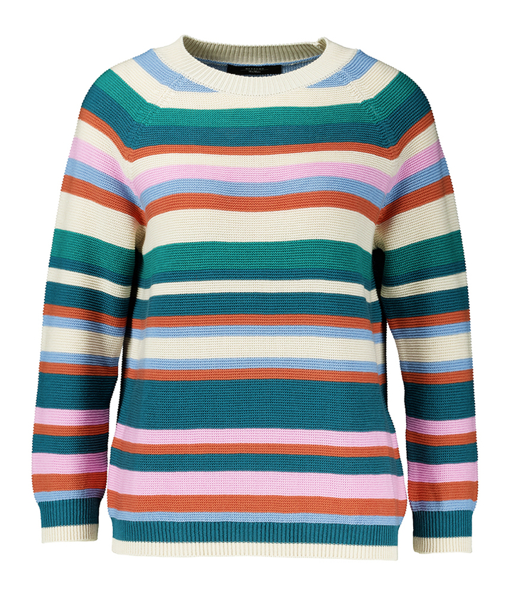 Multicolor gestreepte katoenen pull met ronde hals en driekwart mouwen Linz Max Mara Weekend