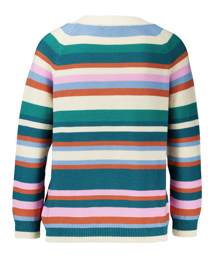 Multicolor gestreepte katoenen pull met ronde hals en driekwart mouwen Linz Max Mara Weekend