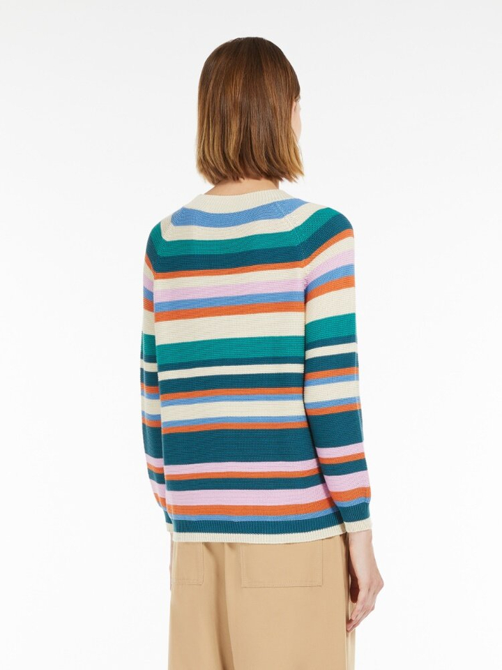 Multicolor gestreepte katoenen pull met ronde hals en driekwart mouwen Linz Max Mara Weekend